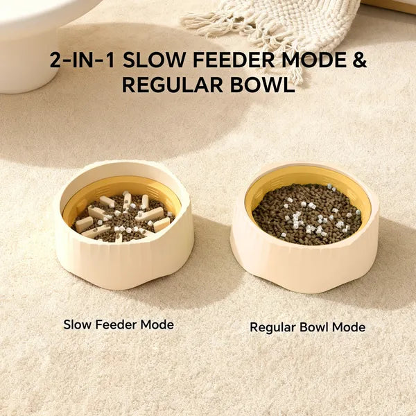 White Dual-purpose Slow Food Bowl, Fast&slow Food Can Be Freely Switched To Adapt To Different Pet Eating Habits, Cross-border Hot Selling Pet Supplies