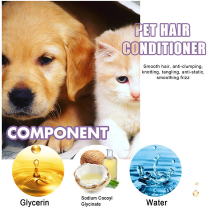 Pet Hair Conditioner For Dogs Cats, Moisturizing Detangling Pet Coat Conditioner, Anti Static, Softens & Brightens Fur, Long Lasting Fragrance, 50ml