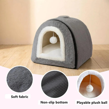 Cat Bed For Indoor Cats Foldable Cat Cave Anti-Slip Water-Resistant Bottom Cat Houses For Indoor Cats Or Small Dogs Kitten Tent