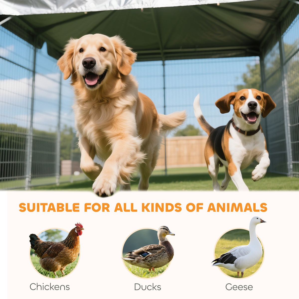 Outdoor Dog Kennel w/ Adjustable & Rotatable Bowl Rack, Waterproof UV-Resistant Cover, Secure Lock, 19.7 x 7.5 x 7.5