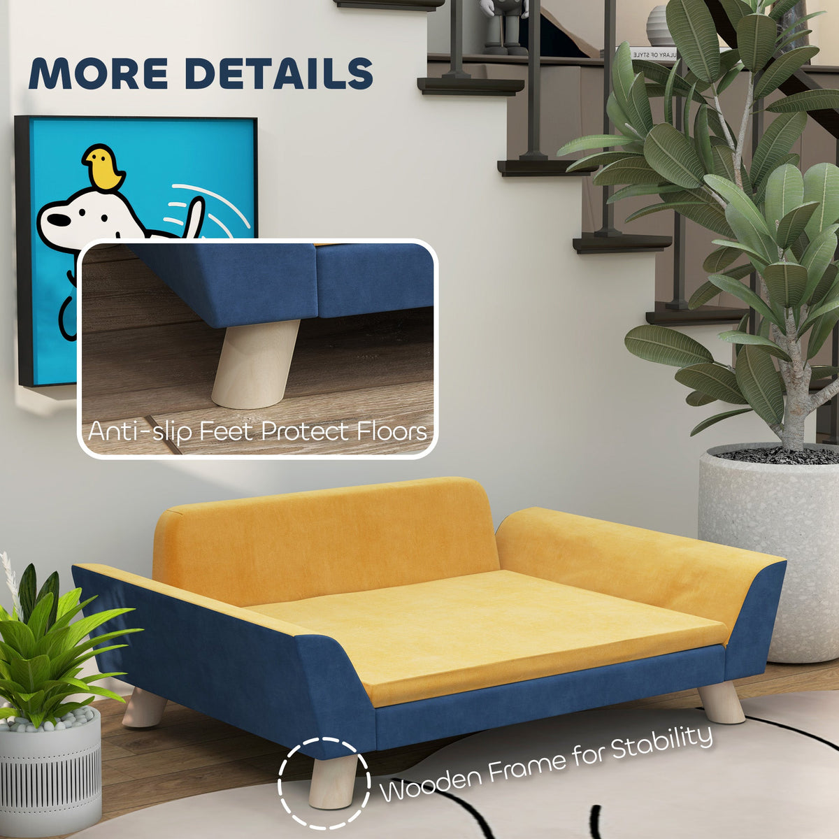 Dog Sofa Bed for Small Dogs with Soft Cushion, Washable Cover & Non-Slip Foot Pads, Orange