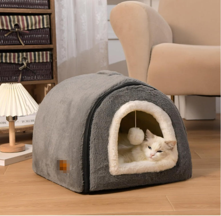 Cat Bed For Indoor Cats Foldable Cat Cave Anti-Slip Water-Resistant Bottom Cat Houses For Indoor Cats Or Small Dogs Kitten Tent