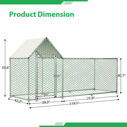 Metal Chicken Coop,Walk-in Chicken Run,Poultry Chicken Hen Pen Cage,Rabbits Duck Cages,With Cover