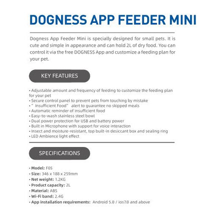 2L Automatic WiFi Smart App Feeder Food Dispenser for Small Dog Cat Pet