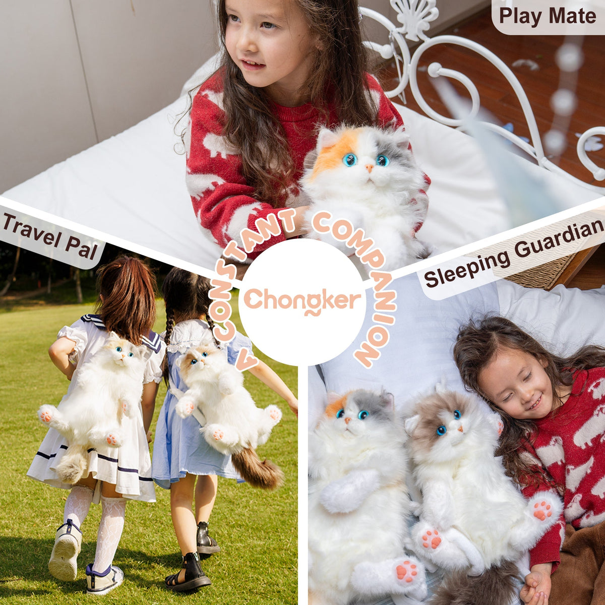 Mini Calico Cat Backpack – Plush Kitty Bag for Teens