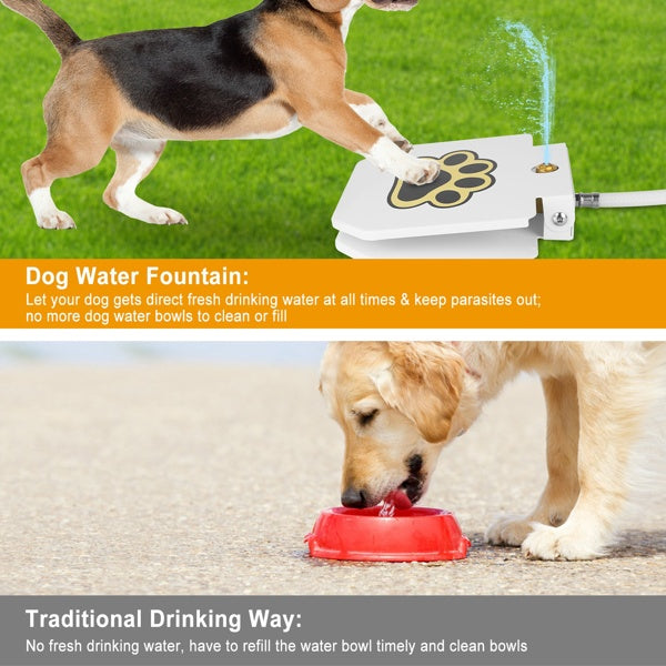 Dog Water Fountain Outdoor,No Electricity Step-On Activated Pet Sprinkler,Paw-Controlled Drinking Dispenser For Large & Small Dogs,Automatic Waterer For Yard, Garden, Lawn