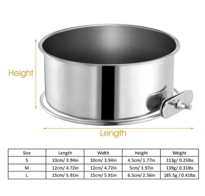 Tainless Steel Dog Bowl Pets Hanging Food Bowl Detachable Pet