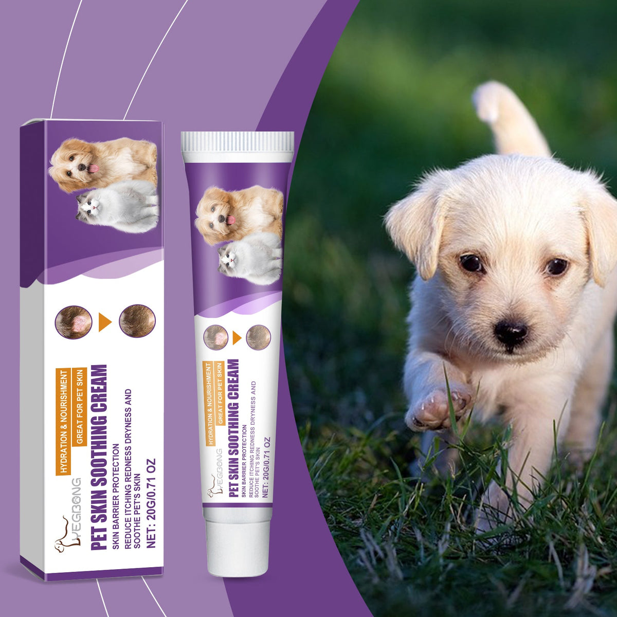 Pet Skin Soothing Cream, Skin Repair For Dogs & Cats, Soothe Itching Redness Dry Skin, Safe Gentle Skin Care For Pets 20g