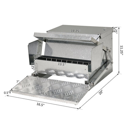 25 lbs Capacity Automatic Chicken Poultry Feeder with a Galvanized Steel and Aluminium Build, Weatherproof Design