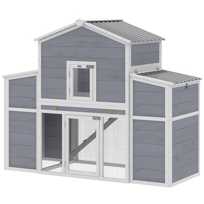 66.5" Large Chicken Coop, Wooden Chicken House with 2 Nesting Boxes, Sliding Tray & Ramp, for Backyard Farm