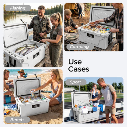 White outdoor Camping Picnic Fishing portable cooler 65QT Portable Insulated Cooler Box