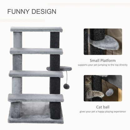 Cat Tree, Cat Tower Cat Stair Steps With Scratching Post, Hanging Play Ball For High Bed, Sofa, Indoor Outdoor