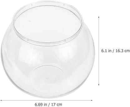 PRETYZOOM 1 Gallon Plastic Fish Bowl Clear Spherical Aquarium Tank for Betta Fish Turtle Shrimp and Small Aquatic Pets Multi-Functional Water Plant Pot and Desk Decor