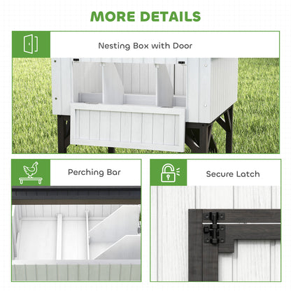 Chicken Coop Hen House with Nesting Box, Elevated Rabbit Hutch with Ramp, Asphalt Openable Roof and Elevated Legs