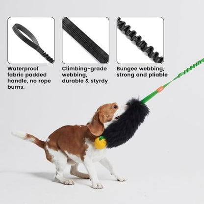 HOWGO Dog Rope,Dog Bungee Chaser 100% Sheepskin,Sheep Smell Tug for All Breeds(Purple, Long Without Ball 2Pack)