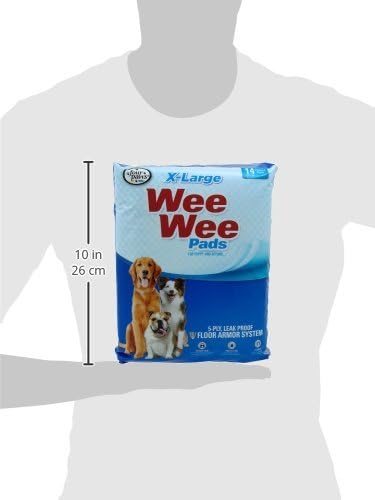 Four Paws Wee-Wee Superior Performance Unscented Extra-Large Pee Pads for Dogs & Puppies, Quilted Leak-Proof Dog Housebreaking Potty Training Floor Protection, 28" x 34", 14 Count