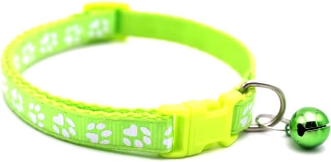 Adjustable Cat Collar Breakaway Clasp and Perfect Kitten Collar with Bell and Available Cat Collars for Girl and Boy Designs Lightweight and Safe Puppy Collar with Cute Paw Prints (Light Green)