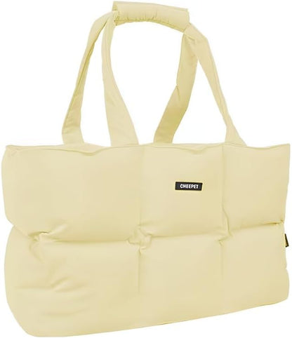 Small Dog Carrier Purse & Cat Tote Bag, Soft-Sided Handbag with Safety Strap, Breathable Mesh, Comfort Carry & Plush Cotton Interior, Lightweight Pet Travel Carrier for Daily Adventures (Yellow)
