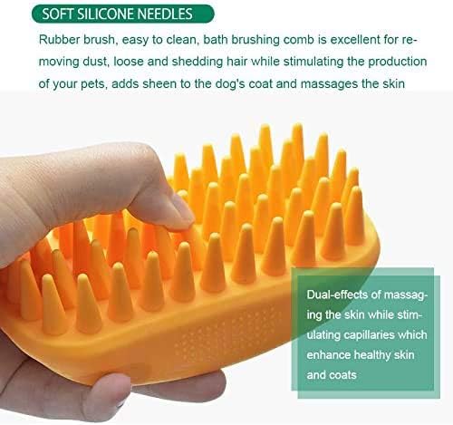 Pet Silicone Shampoo Brush for Long & Short Hair Medium Large Pets Dogs Cats, Anti-skid Rubber Dog Cat Pet Mouse Grooming Shower Bath Brush Massage Comb (Blue (New))