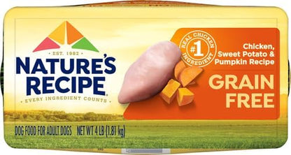 Nature′s Recipe Grain Free Chicken, Sweet Potato & Pumpkin Recipe Dry Dog Food, 4 lb. Bag