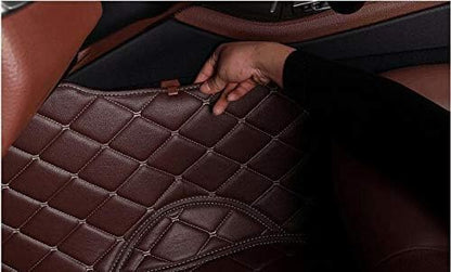 Custom Car Floor Mats with Personalized Text & Image, Unique Leather All-Weather Fit for 99% Vehicles, DIY Photo Name Logo Gift for Sedan SUV Truck(Coffee)