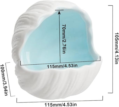AnRui Cute Aquarium Decorations Ceramic Conch Shell-Shaped House Thematic Betta Fish Tank Accessory Decor Ornament Hideout Cave for Fish Playing or Hiding, Blue