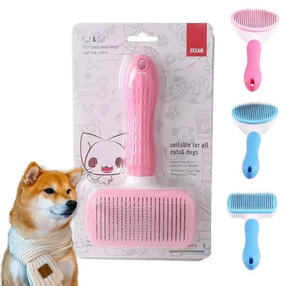 Generic Pink Cat grooming brush, Pet hair brush with Massage Particles, Self Cleaning Dematting Comb for Dogs and Cats, Easy to Use, Ergonomic Handle Design