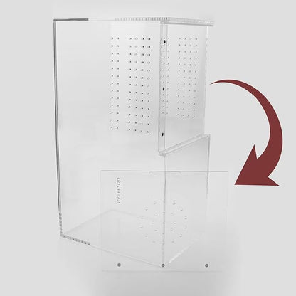 NANEEZOO Acrylic Reptile Terrarium Enclosure, 14”x6”x8” Tarantula Enclosure with Magnetic Sliding Door, Breeding Box for Arboreal Reptiles, Amphibians, Mantis, Spiders, Cricket & Other Invertebrates