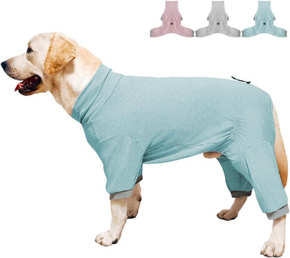 Dog Pyjamas PJS Sweater Clothes and Home Clothing Suitable for Small to Medium Breeds of Dogs, Dog Neutering Suits, Extra-Large Stretch Fabric, Four-Legged Clothes(Thin Blue, L)