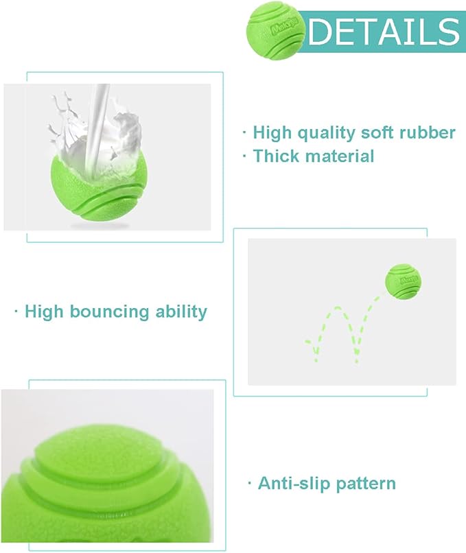 Dog Toy Balls, 4 PCS Rubber Ball Set, Chew Resistant, High Bounce, Textured Design for Teeth Cleaning, Dog Training, Small Breeds, 2in/5cm Diameter