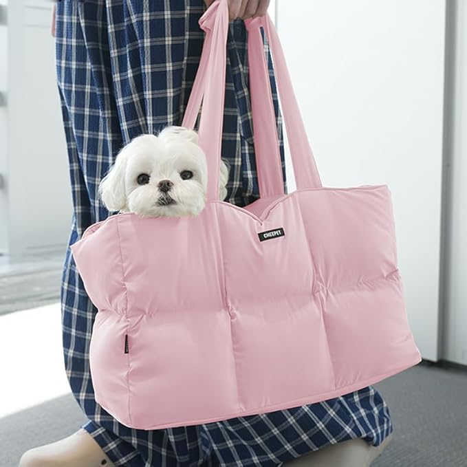 Small Dog Carrier Purse & Cat Tote Bag, Soft-Sided Handbag with Safety Strap, Breathable Mesh, Comfort Carry & Plush Cotton Interior, Lightweight Pet Travel Carrier for Daily Adventures (Yellow)