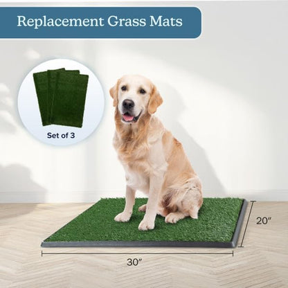 PETMAKER Artificial Grass Puppy Pee Pad for Dogs, Set of 3, 20” x 30” | Reusable Washable Turf Pads for Dogs, Indoor and Outdoor Fake Grass Potty, Pet Housebreaking Supplies