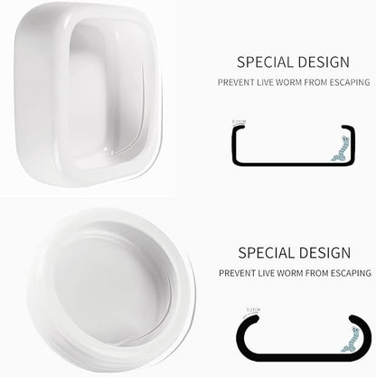 Reptile Food Bowls Ceramic Mini Round Reptile Water Food Dish, Pet Food Bowl for Lizards, Small Snakes, Young Bearded Dragons, Gecko Tortoise Spider (White, Small-2Pack)