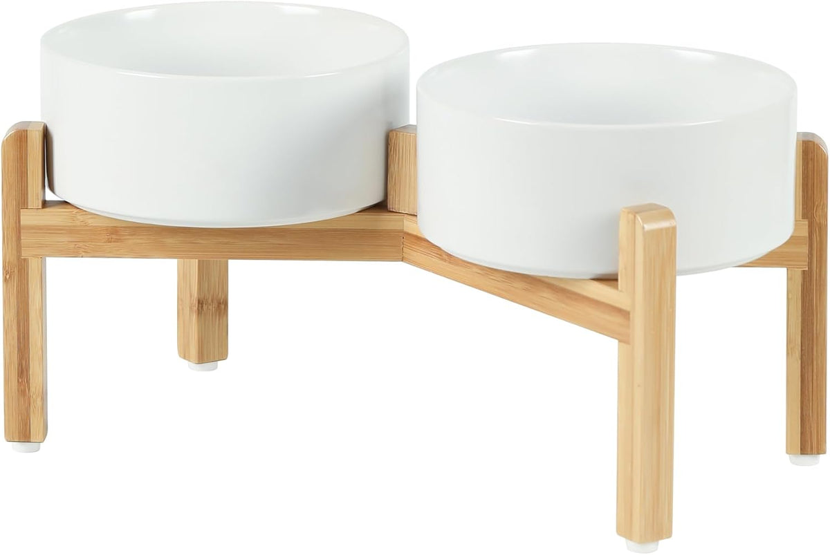 Ceramic Raised Double Bowls Set with Stand. A calm, considered pick for modern pet homes.