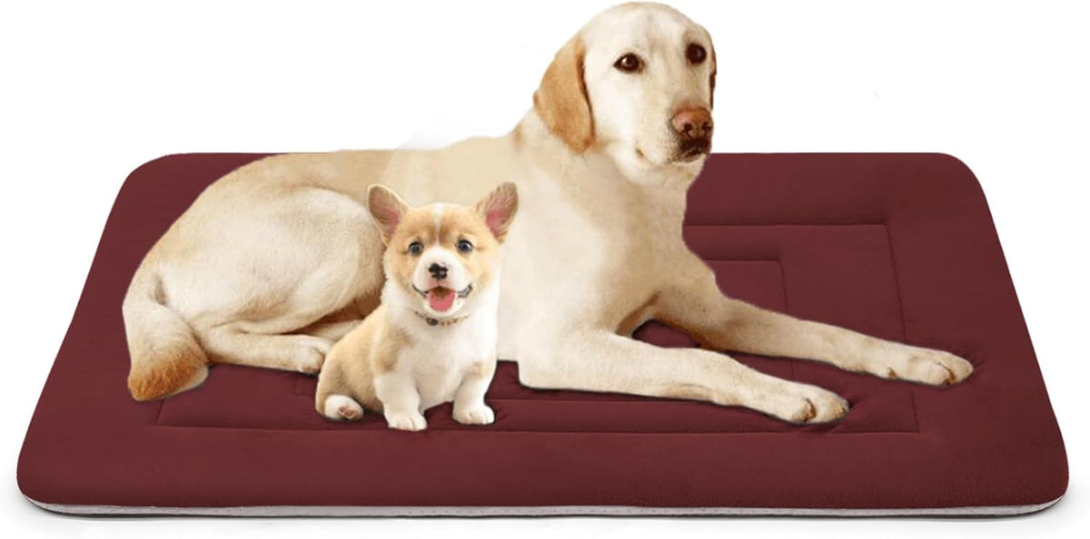 JoicyCo Dog Crate Bed Pad Mat, 48 in Non Slip Bottom Washable Kennel Pad for Extra Large Dogs, Dark Red
