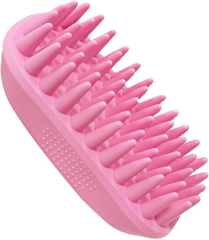 Pet Silicone Shampoo Brush for Long & Short Hair, Pink ( New ), Medium Large Pets Dogs Cats, Silicone Shower Wash Curry Brush, Massage Comb