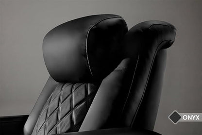 Valencia Tuscany Home Theater Seating Semi-Aniline Italian Nappa 20000 Leather Ultimate Luxury Heat & Ventilation Power Recliner Power Lumbar and Headrest (Row of 4 Loveseat Left, Onyx)