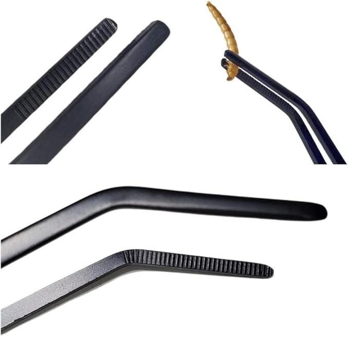 2Pcs 10.5" Reptile Stainless Steel Long Tweezers Feeding Tongs, Lizards Snake Gecko and Tarantula Supplies, Terrariums Aquarium Fish Tank Tools - 10.5" Black 2Pcs