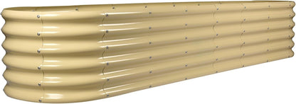 Land Guard 8×2×1.5ft Galvanized Raised Garden Bed Kit, Raised Garden Boxes Outdoor, Oval Metal Raised Garden Beds for Vegetables, Cream Yellow