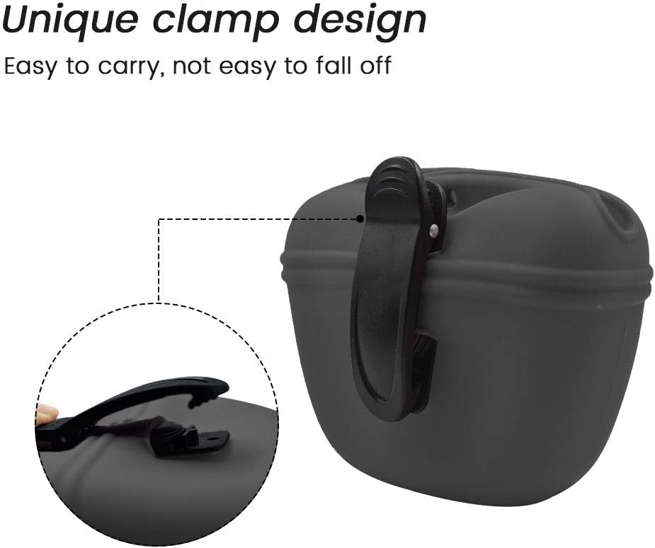 AUDWUD Silicone Dog Treat Pouch,With Dog Training Clicker,Clip on Portable Training Container,Convenient Magnetic Buckle Closing and Waist Clip