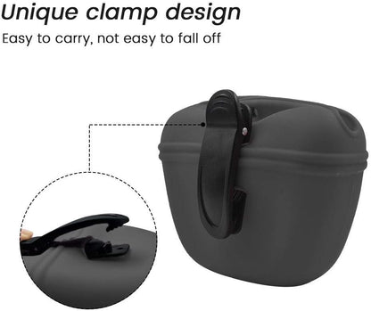 AUDWUD Silicone Dog Treat Pouch,with Dog Training Clicker,Clip on Portable Training Container,Convenient Magnetic Buckle Closing and Waist Clip