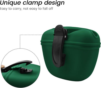 AUDWUD - Silicone Dog Treat Pouch - Clip on Portable Training Container - Convenient Magnetic Buckle Closing and Waist Clip - No BPA