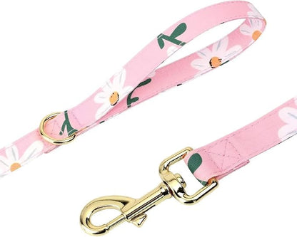 Beirui Cute Dog Collars,Harnesses,Leashes Set, Floral Pattern, Pink-1,XS | Girl Dog Harness Set with Flower, Adjustable and Soft Mesh Lining, For Small Dogs Daily Walks