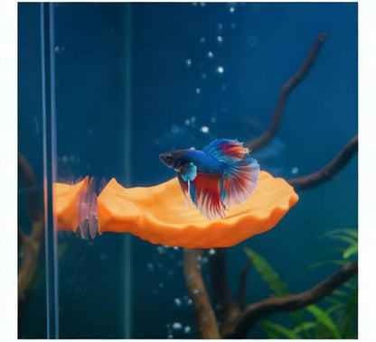 Betta Fish Hammock, Shell Pad with Strong Suction Cup Natural Resting Bed for Bettas Soft Fin-Safe Silicone Betta Fish Tank Decor and Accessories (Orange)