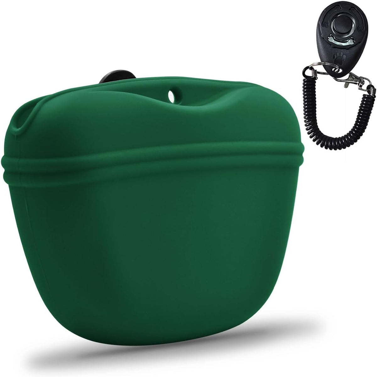 AUDWUD - Silicone Dog Treat Pouch - Clip on Portable Training Container - Convenient Magnetic Buckle Closing and Waist Clip - No BPA