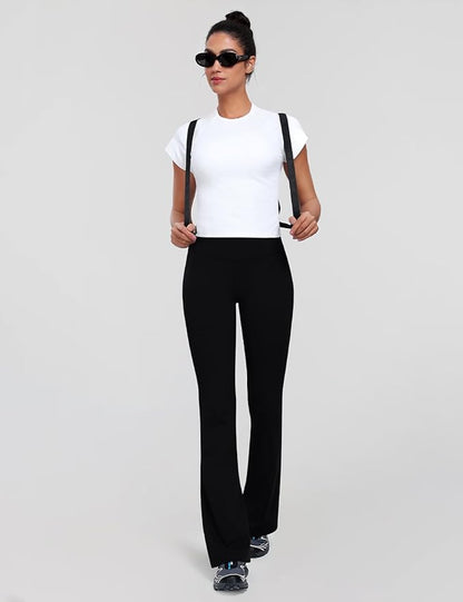 HeyNuts Harmony Flare Leggings 29"/30.5"/32.5"/34.5", High Waisted Tummy Control Wide Leg Bootcut Yoga Pants Lounge Soft