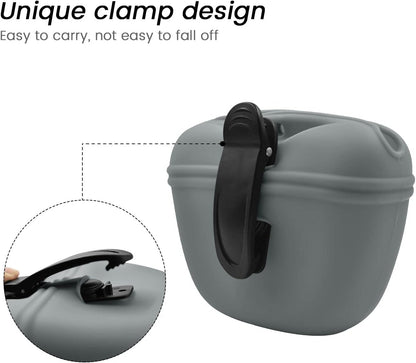 AUDWUD Silicone Dog Treat Pouch,with Dog Training Clicker,Clip on Portable Training Container,Convenient Magnetic Buckle Closing and Waist Clip