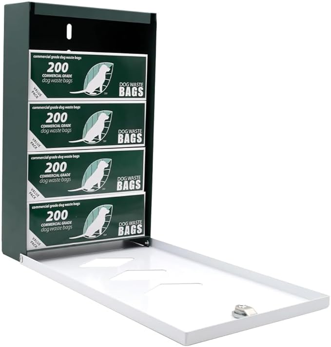 Dispense-Art™ Collection Rolling Hills - Blue - Custom UV Printed Design on Rust-Proof Aluminum Starter Dog Waste Station/roll Bag System - Includes 400 Dog Waste Bags & 10x12 Sign