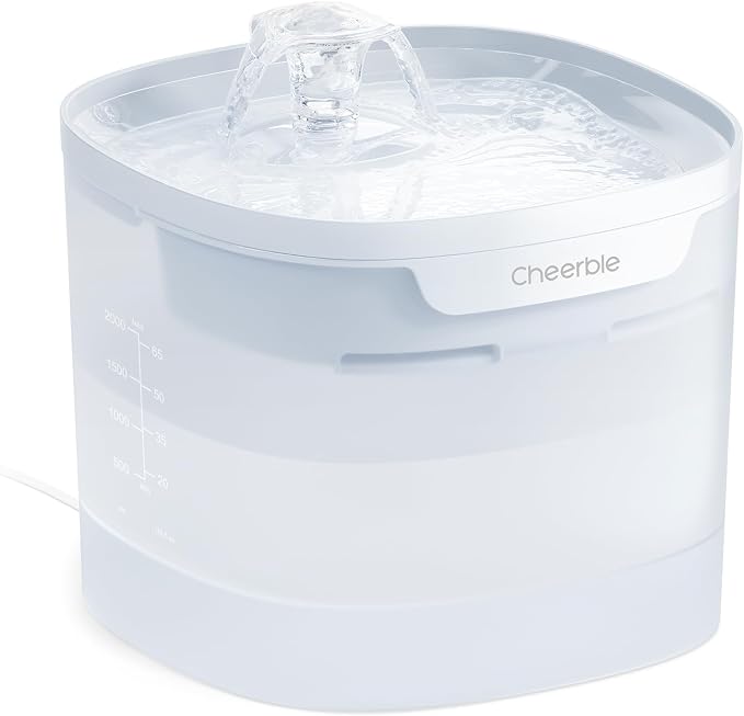 Cheerble Pumpless Cat Water Fountain, 2L/67oz Automatic Pet Fountain, Elfin E1 Lite Cat Fountain for Drinking, MagDrive™ Technology, Continuous Flow Mode, BPA-Free (Blue, E1 Lite)
