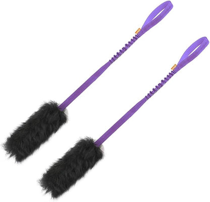 HOWGO Dog Rope,Dog Bungee Chaser 100% Sheepskin,Sheep Smell Tug for All Breeds(Purple, Long Without Ball 2Pack)
